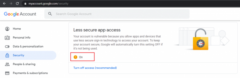 google account security less secure app access gmail smtp 840x273 1