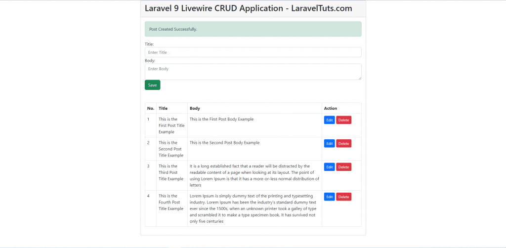 Create Livewire CURD Application in Laravel 9 Example
