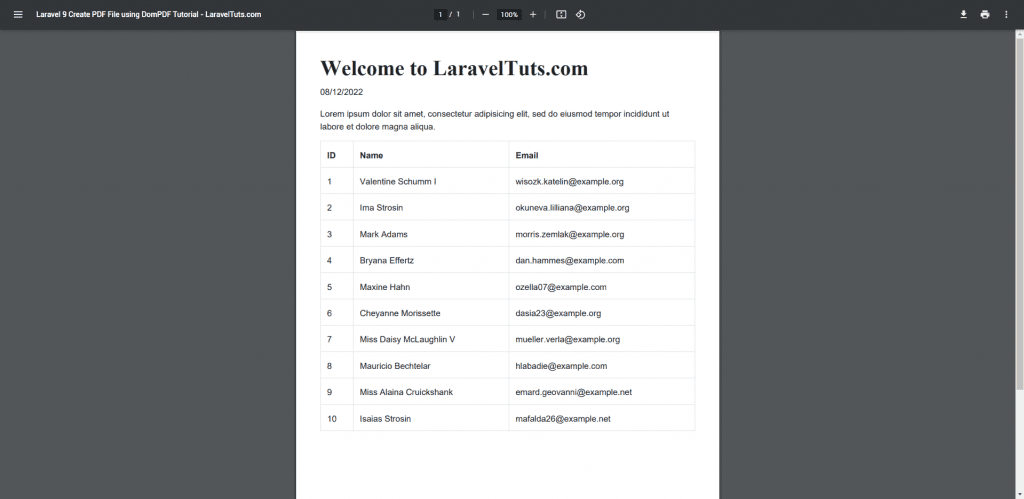 How to Create PDF File in Laravel 9