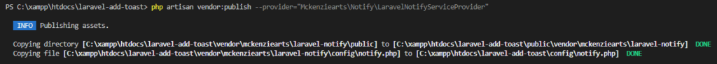 Publish the configuration file for Laravel Notify